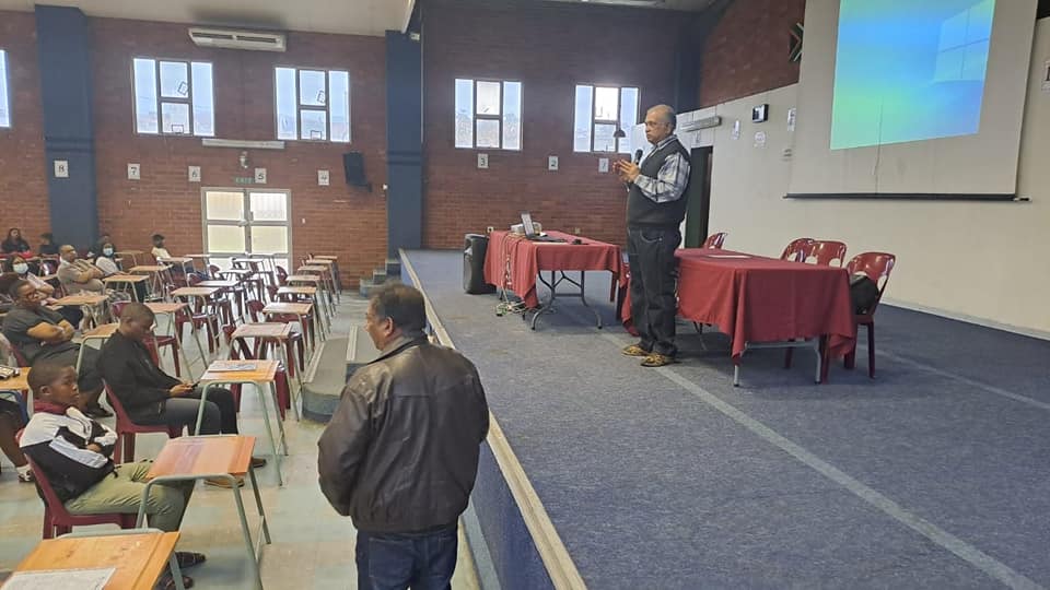 Education presentation in a school hall